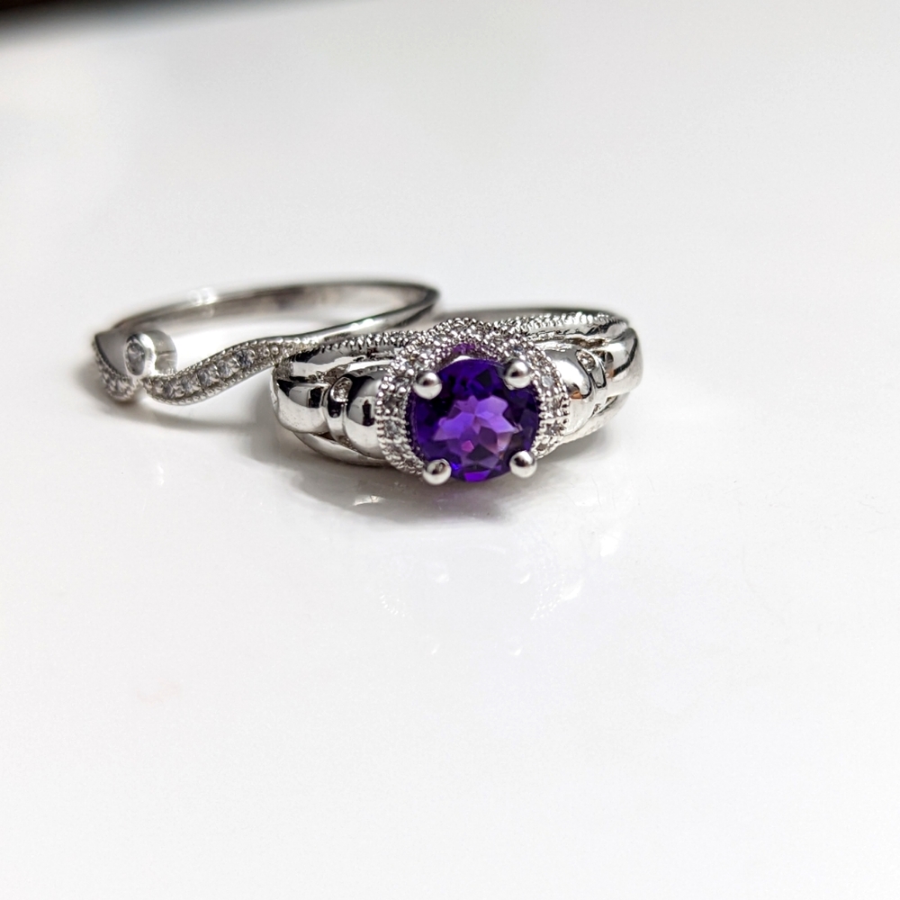 Size 8 Sterling Silver Skull Engagement Set